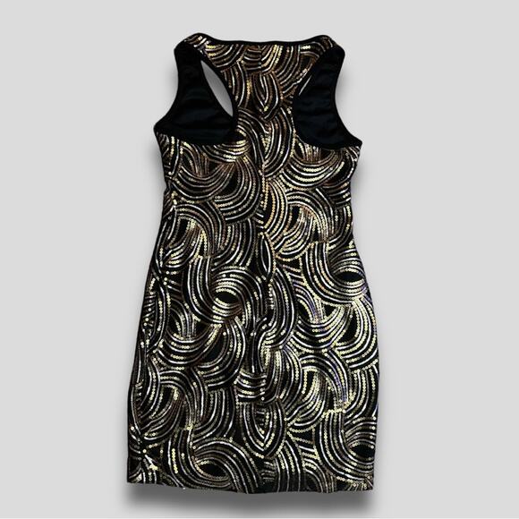 BISOU BISOU T-BACK Y2K SEQUIN COCKTAIL PARTY DRESS BRONZE  6 - Picture 3 of 8